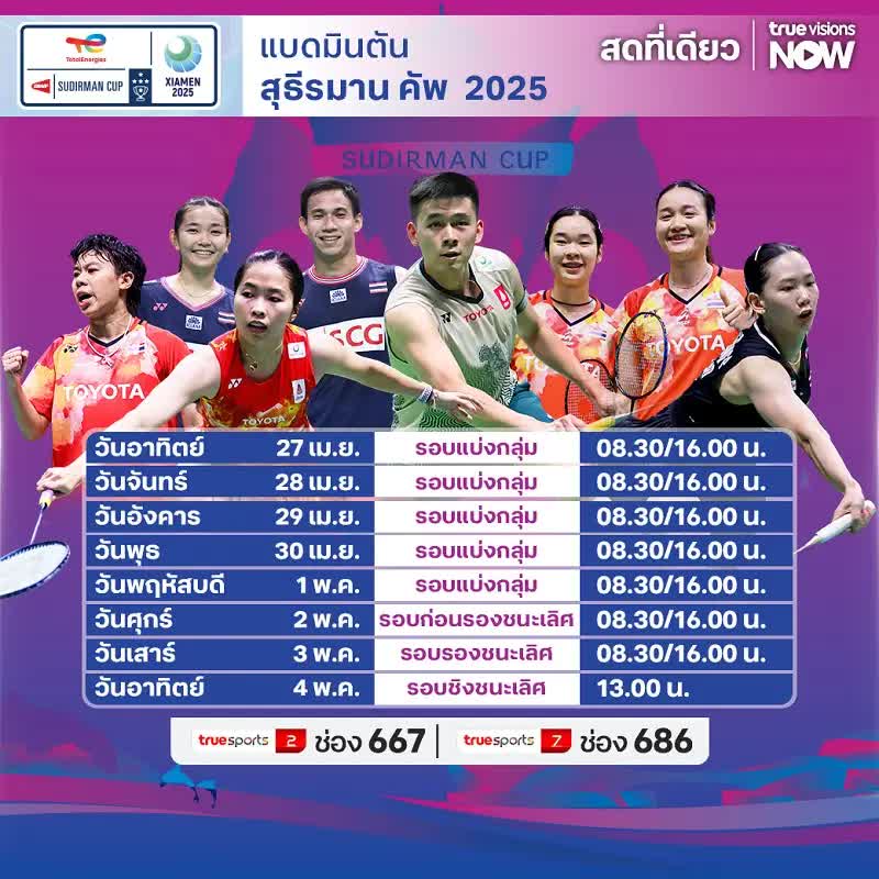 ดูบอล: แบดมินตัน สุธีรมาน คัพ 2025